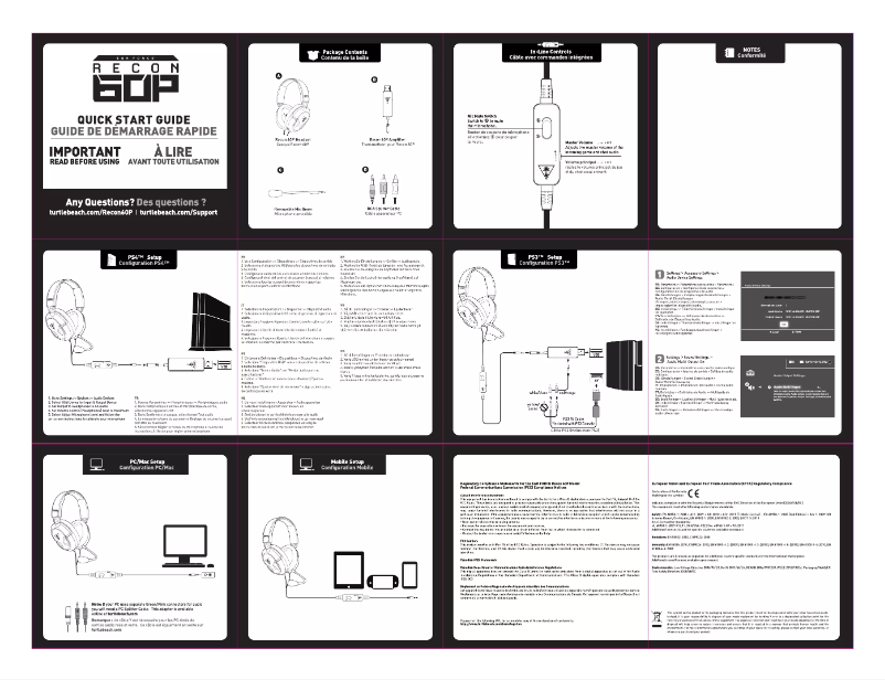 Page 1 de la notice Manuel utilisateur Turtle Beach Ear Force Recon 60P