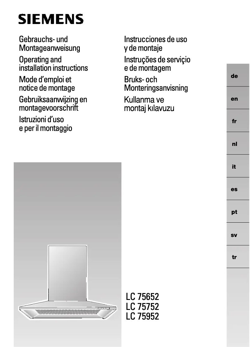 Page n°1 - Manuel utilisateur Siemens LC959WA60