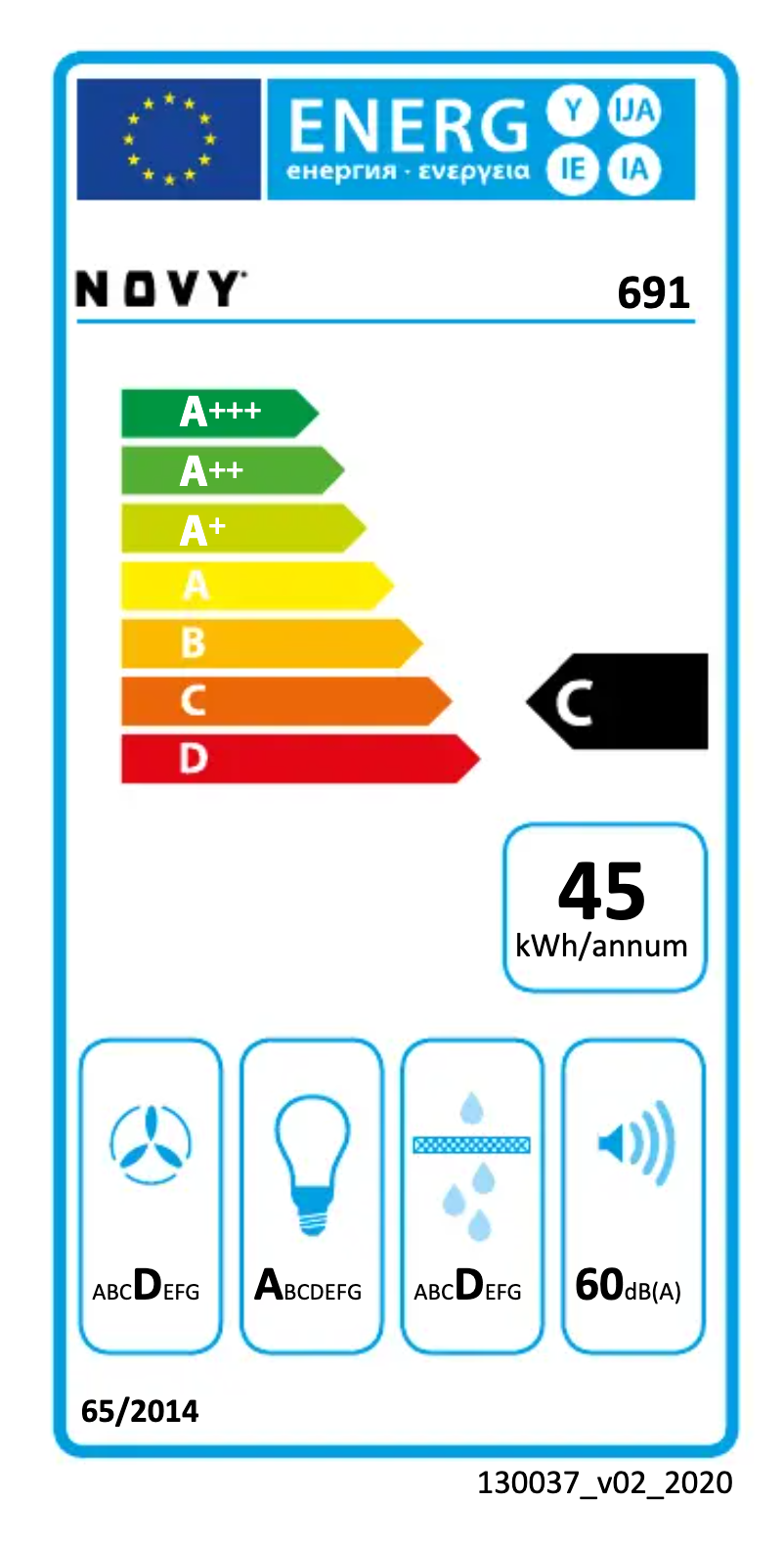 Page 1 de la notice Label énergétique Novy Move'line Glas 691