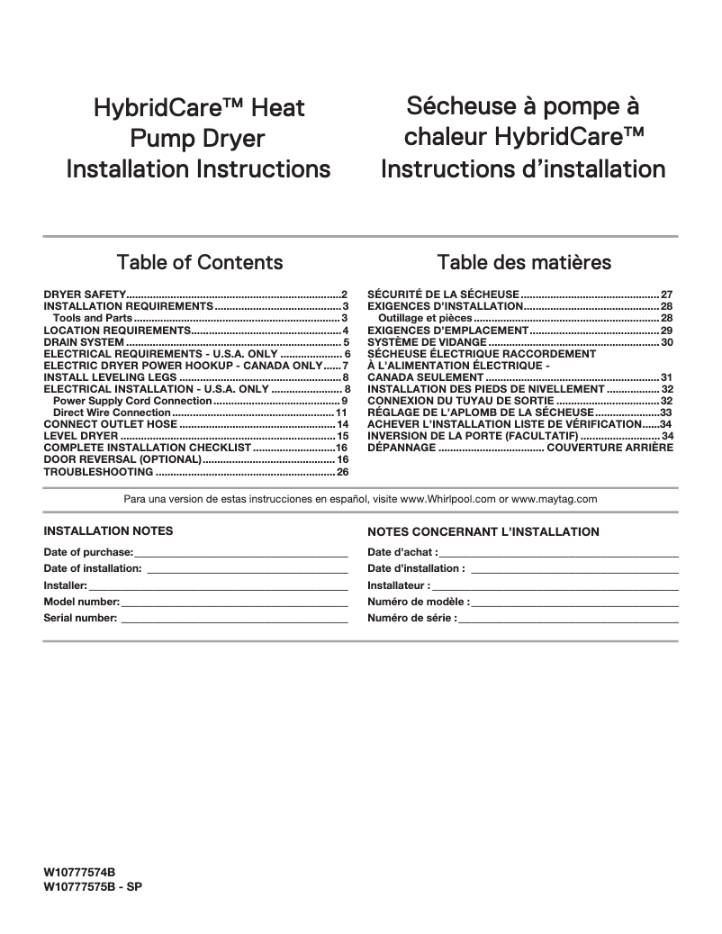 Image de la première page du manuel de l'appareil WED9290F