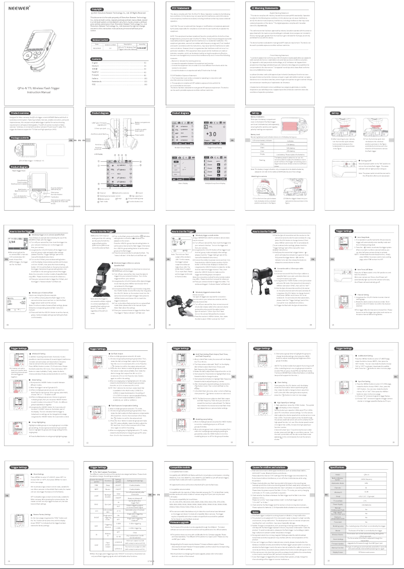 Page 1 de la notice Manuel utilisateur Neewer QPRO-N