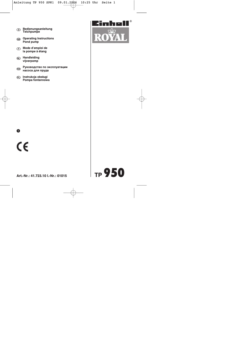 Image de la première page du manuel de l'appareil Royal TP 950