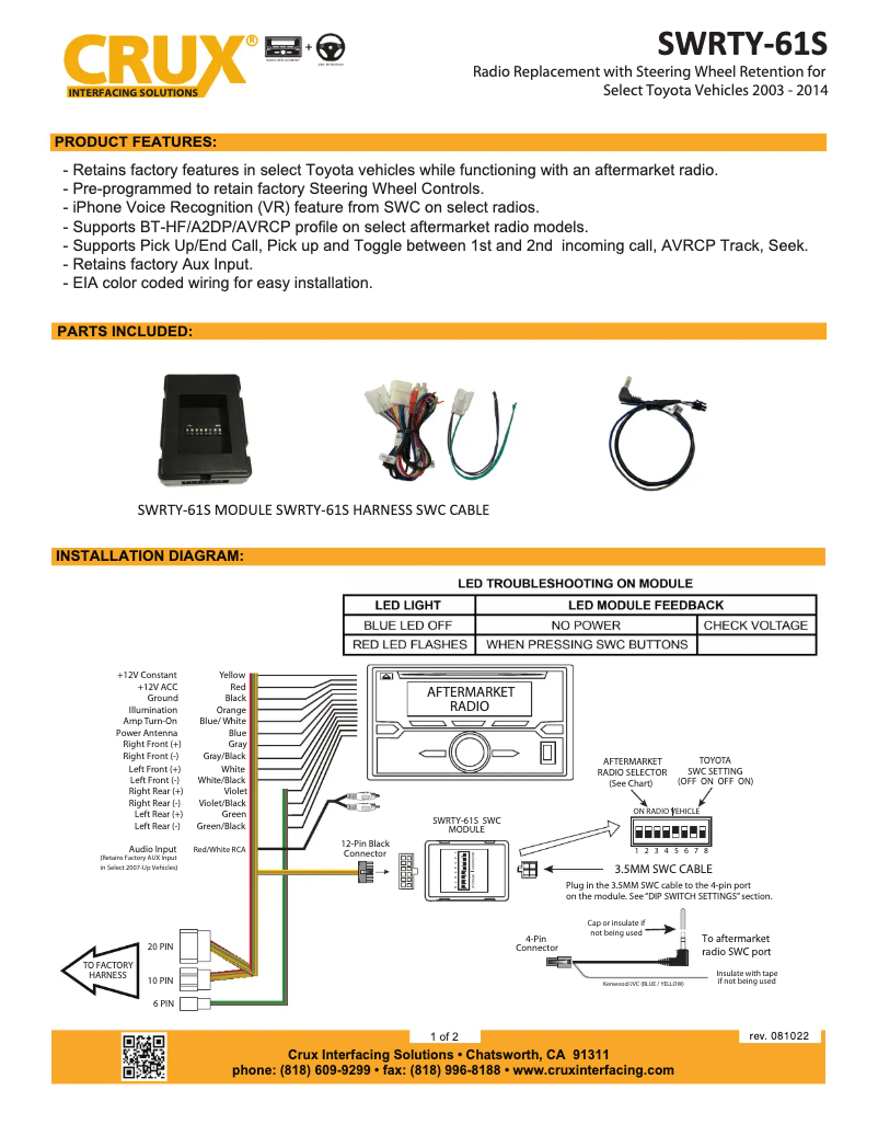 Page 1 de la notice Manuel utilisateur CRUX SWRTY-61S