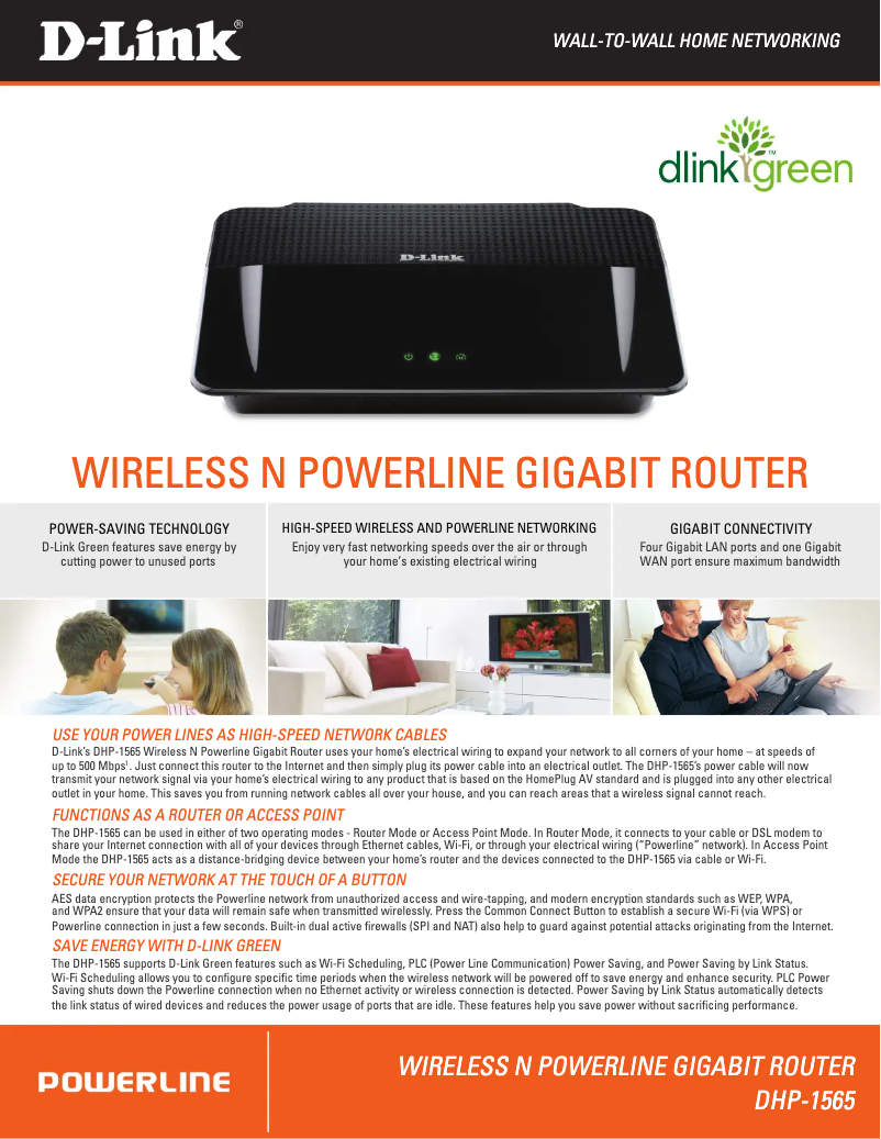 Page 1 de la notice Fiche technique D-Link DHP-1565