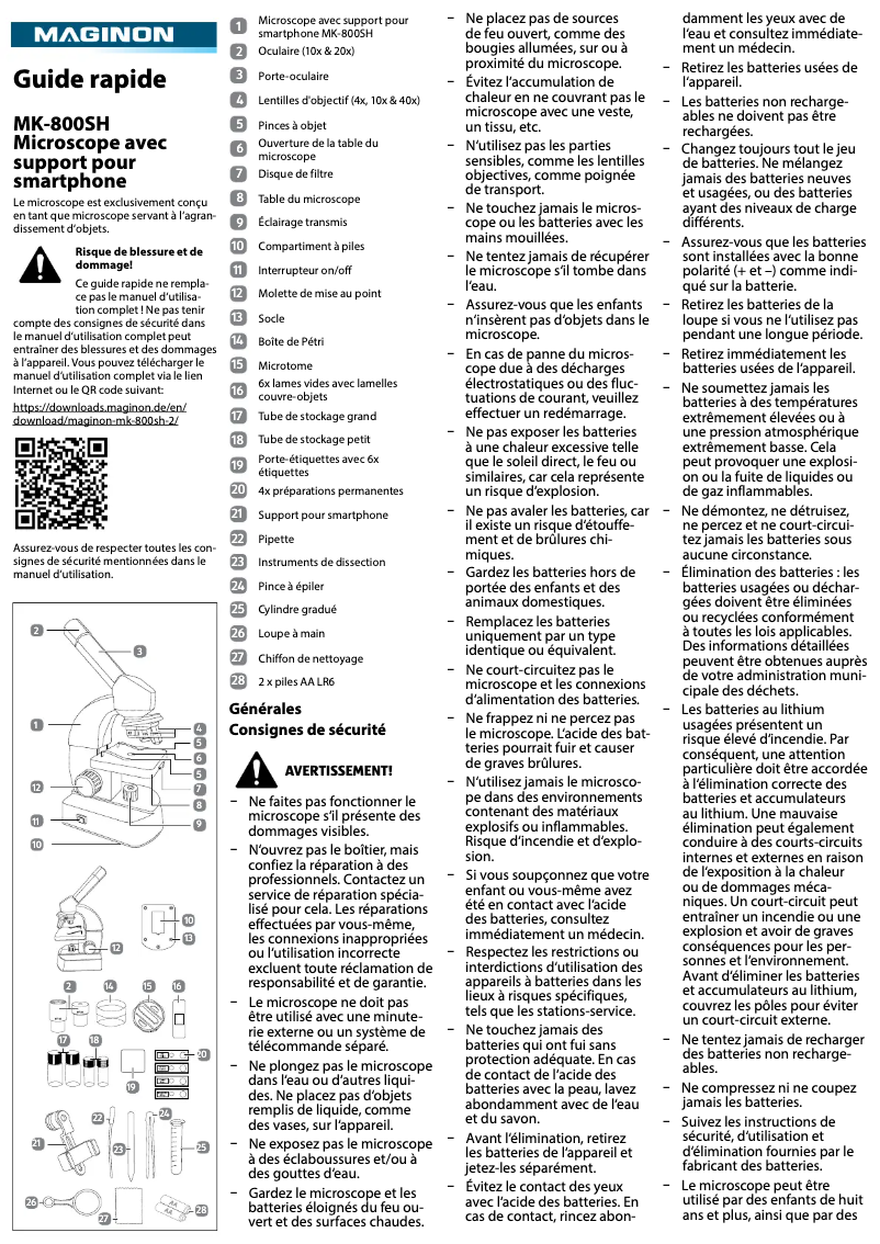 Page 1 de la notice Guide de démarrage rapide Maginon MK-800SH