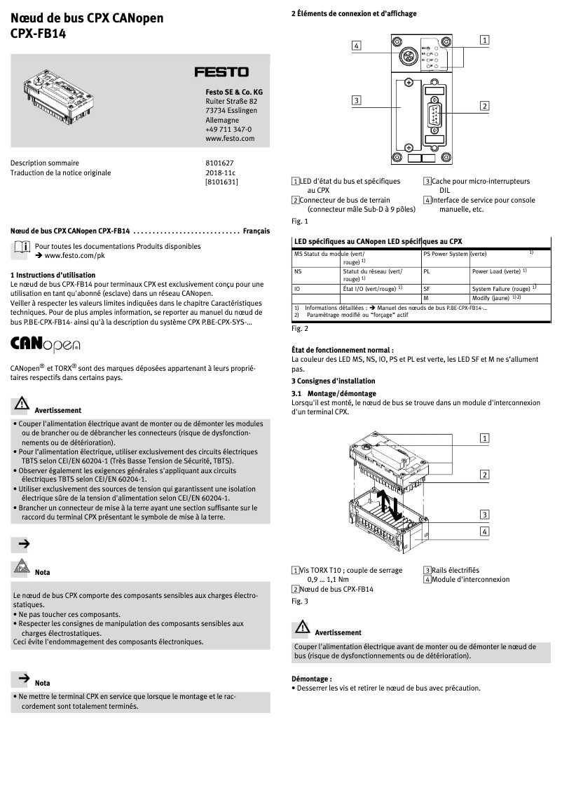 Image de la première page du manuel de l'appareil CPX-FB14