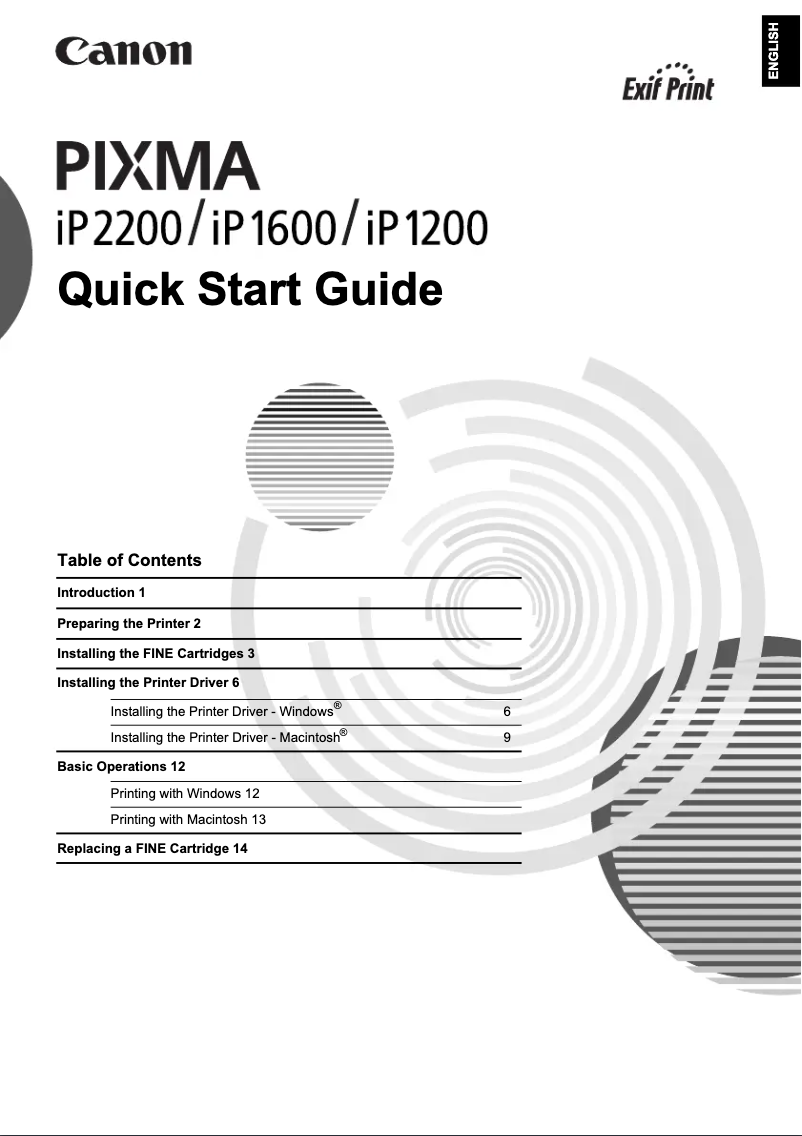 Page 1 de la notice Manuel utilisateur Canon Pixma iP1200