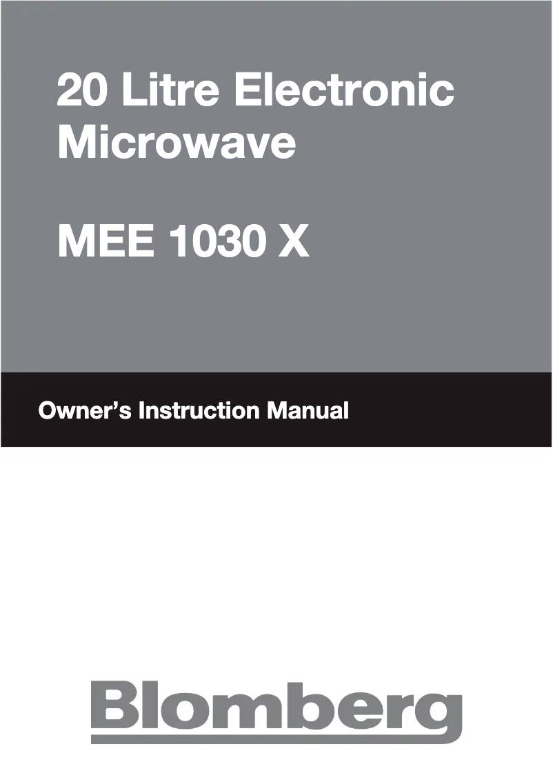 Page 1 de la notice Manuel utilisateur Blomberg MEE 1030 X