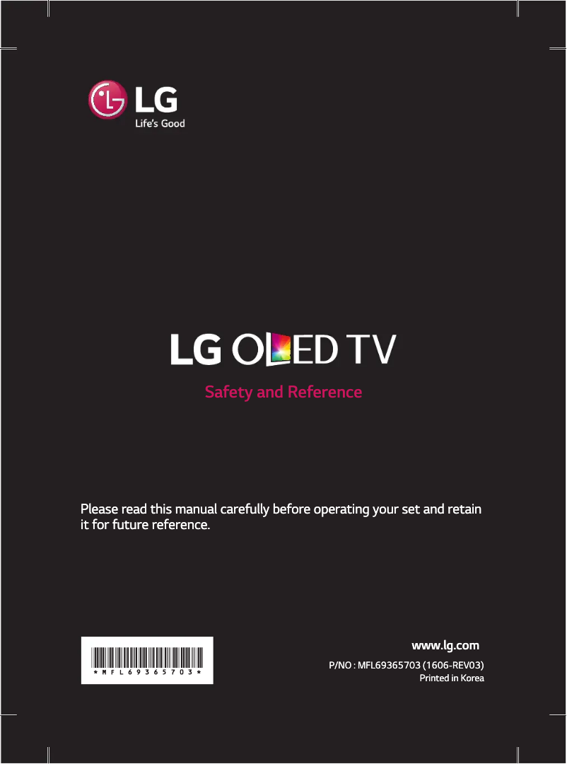 Page 1 de la notice Manuel utilisateur LG OLED65B6D