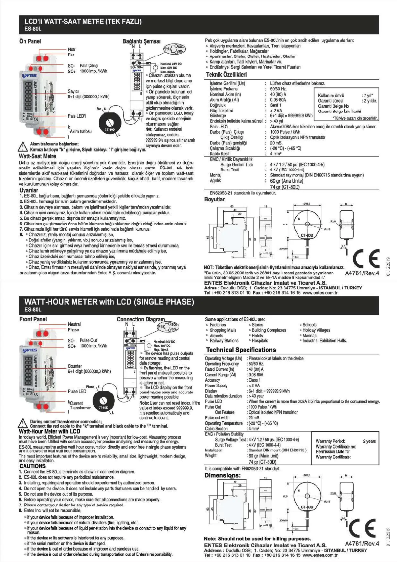 Page 1 de la notice Mode d'emploi ENTES ES-80L