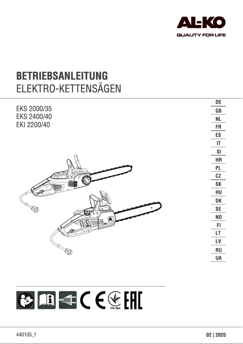 Image de la première page du manuel de l'appareil EKS 2400/40