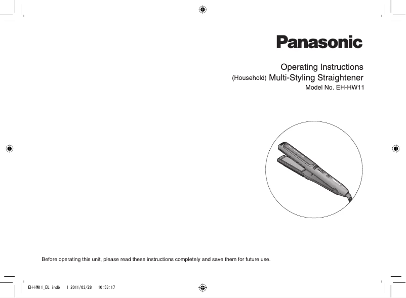 Page n°1 - Manuel utilisateur Panasonic EH-HW11