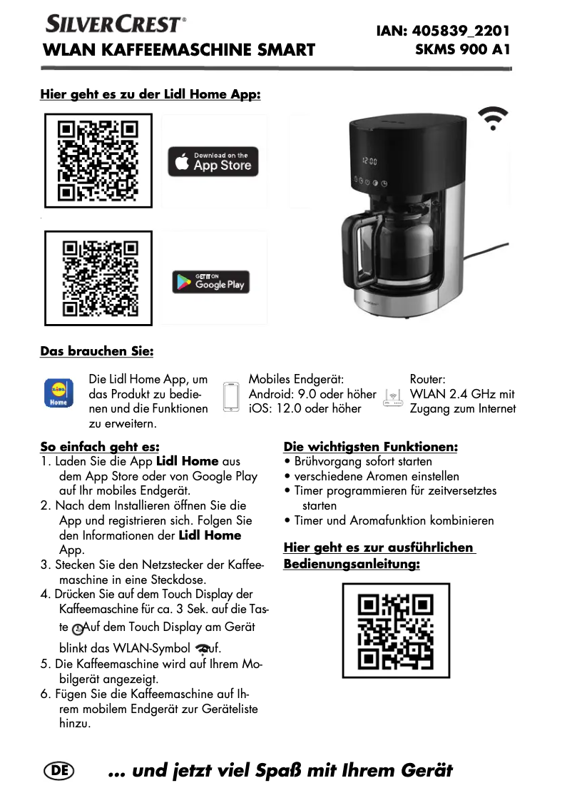 Page 1 de la notice Manuel utilisateur SilverCrest SKMS 900 A1