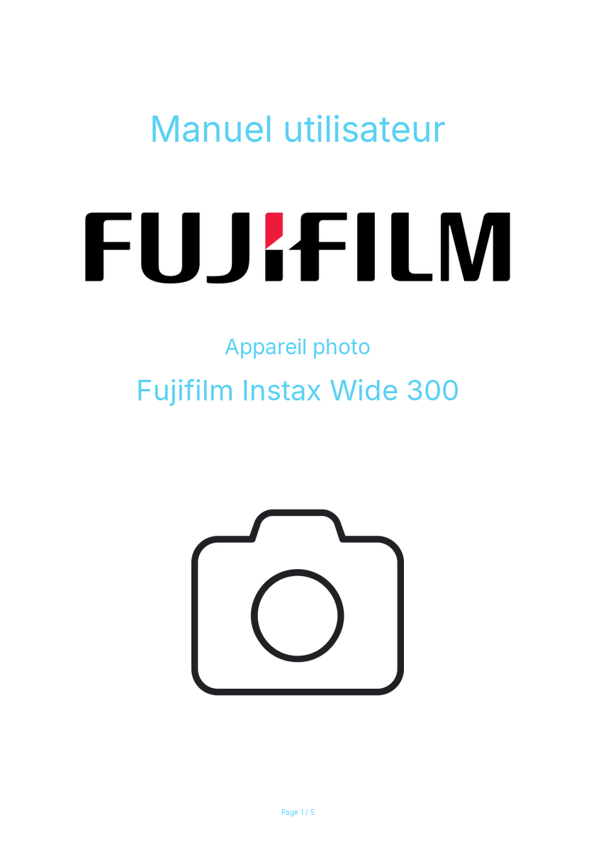 Page n°1 - Manuel utilisateur Fujifilm Instax Wide 300