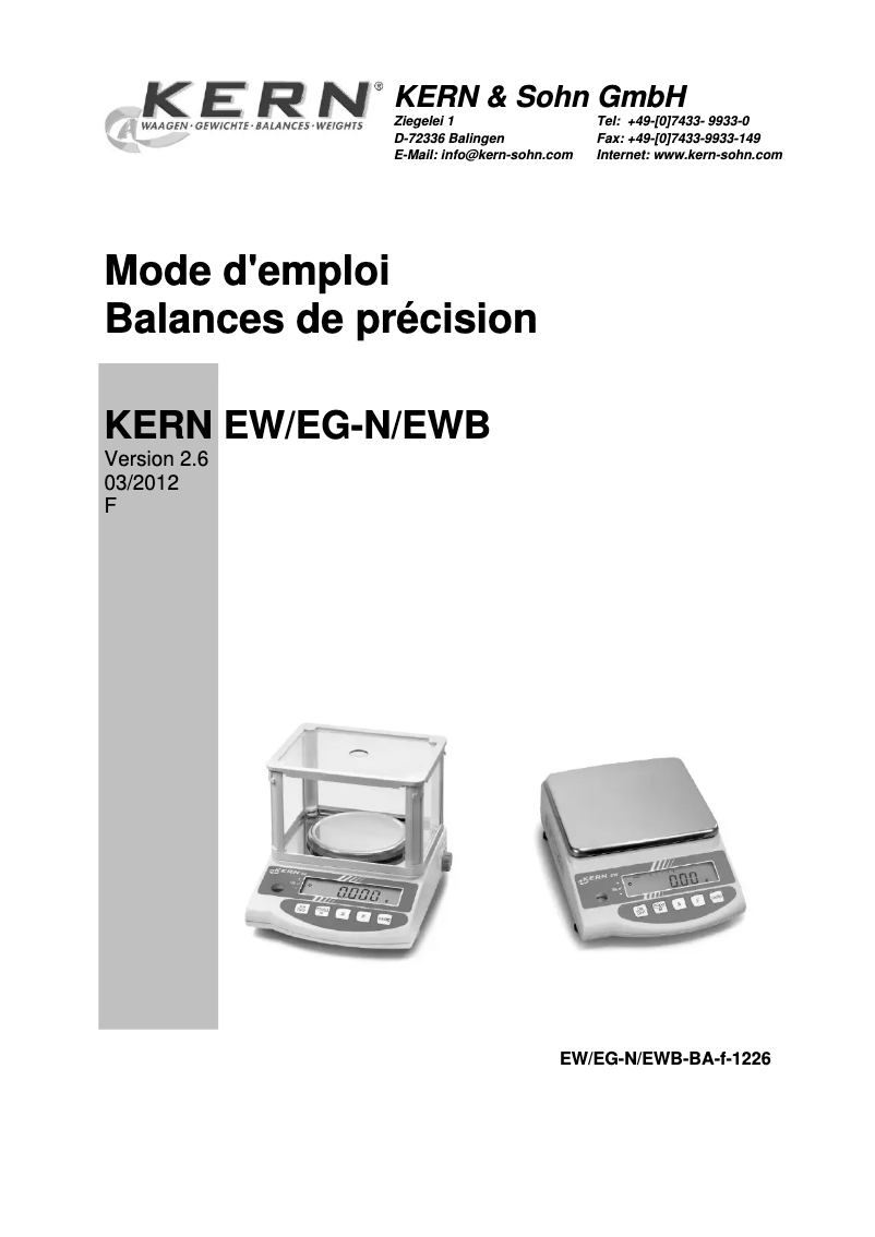 Image de la première page du manuel de l'appareil EG 420-3NM