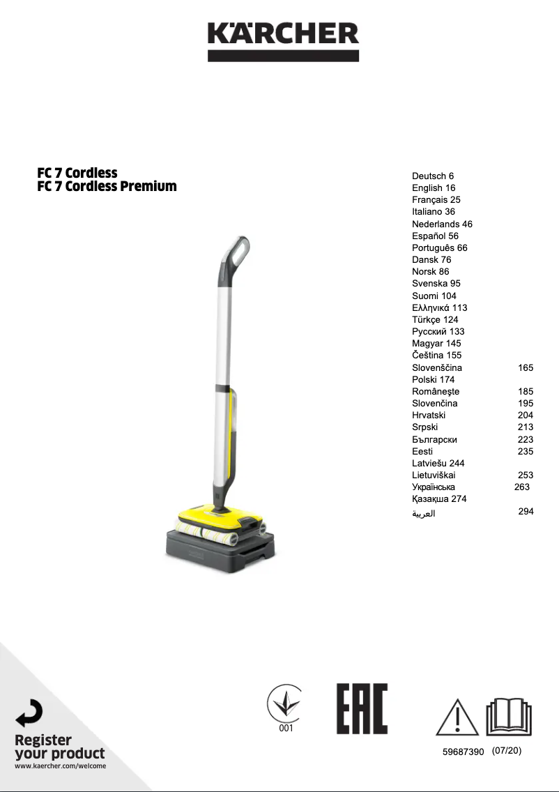 Page 1 de la notice Manuel utilisateur Kärcher FC 7