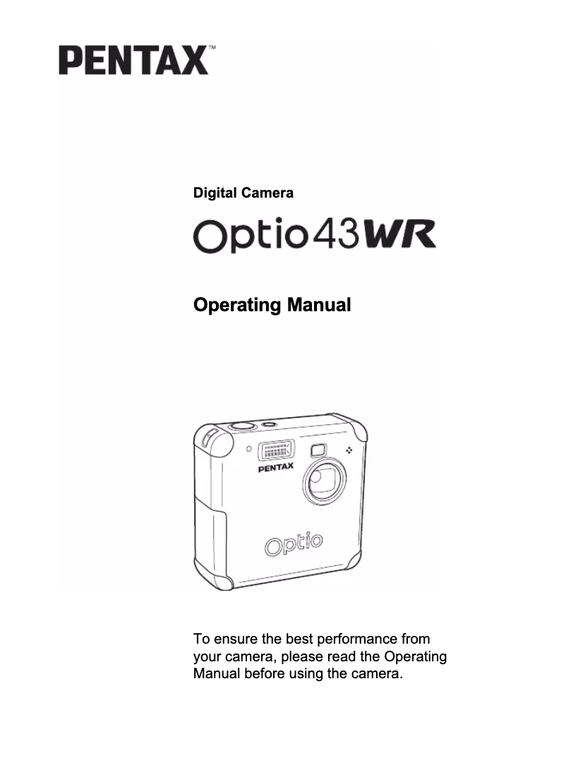 Página 1 del manual Manual de usuario Pentax Optio 43WR