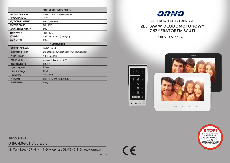 Image de la première page du manuel de l'appareil OR-VID-VP-1073