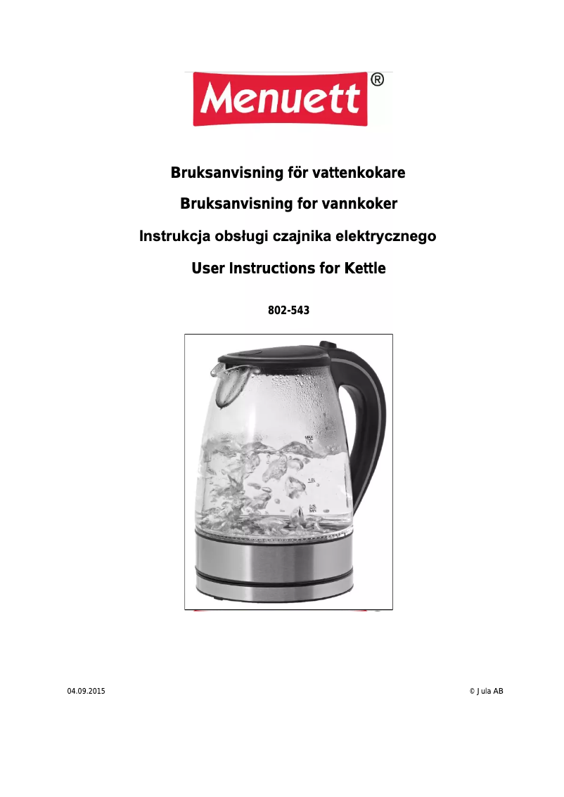 Image de la première page du manuel de l'appareil 802-543