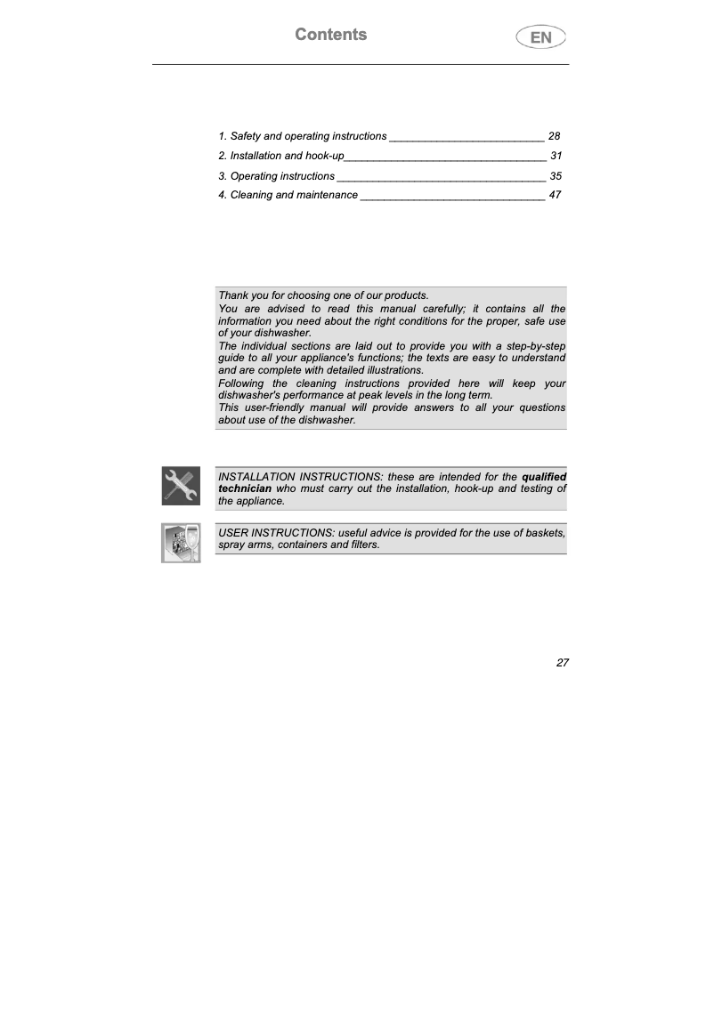 Page 1 de la notice Manuel utilisateur Teka DW7 86 FI