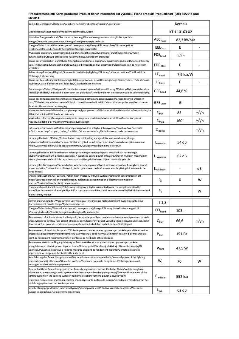 Page 1 de la notice Fiche technique Kernau KTH 10.163 X2