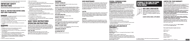 Page 1 de la notice Manuel utilisateur Conair CD1031