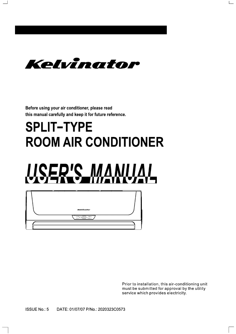 Page 1 de la notice Manuel utilisateur Kelvinator KSE70CRA