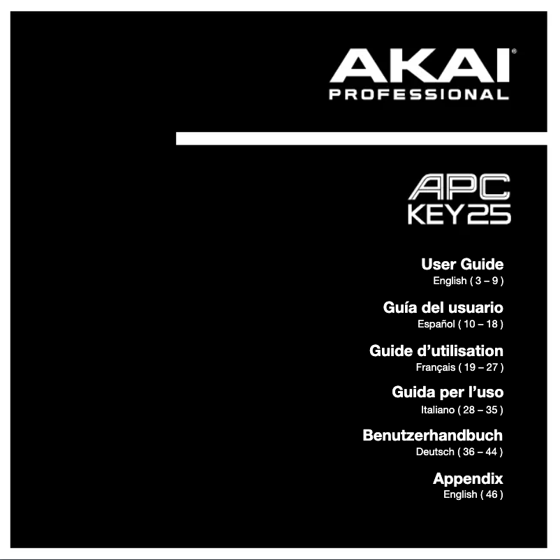 Page n°1 - Manuel utilisateur AKAI APC Key 25 MKII