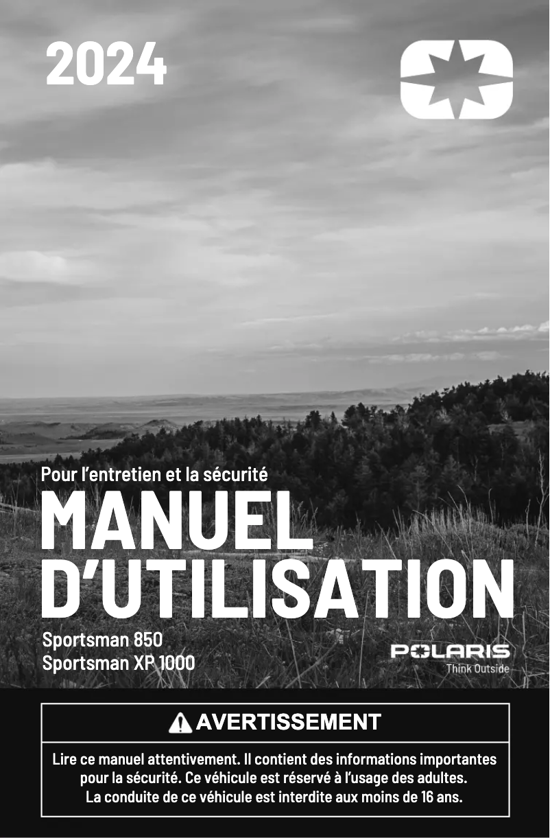 Page 1 de la notice Manuel utilisateur Polaris Sportsman XP 1000 Hunt Edition (2024)