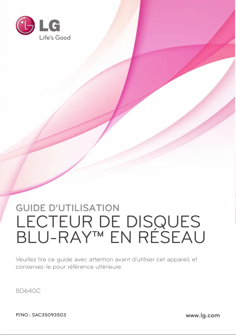 Page 1 de la notice Manuel utilisateur LG BD640C