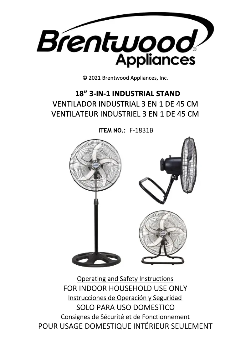 Página 1 del manual Manual de usuario Brentwood F-1831B