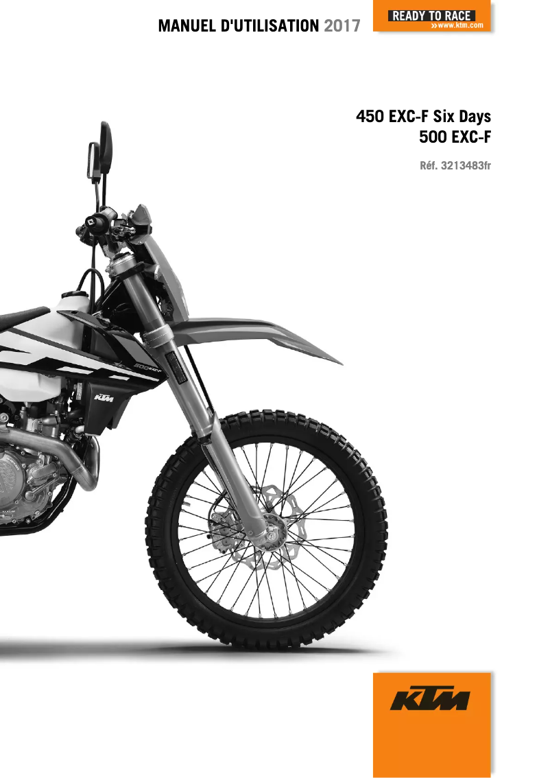 Page n°1 - Manuel utilisateur KTM 500 EXC-F (2017)