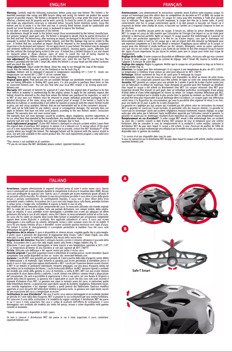 Page 1 de la notice Manuel utilisateur MET Helmets Parachute