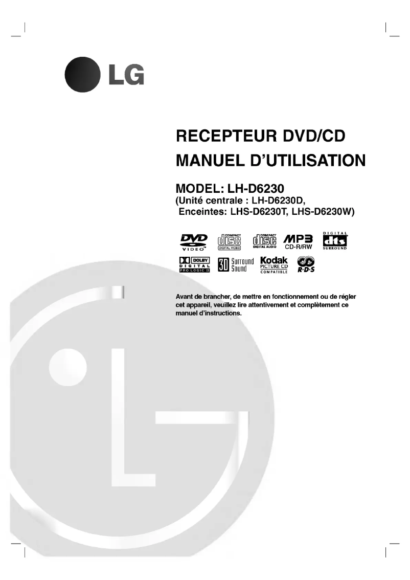 Page 1 de la notice Manuel utilisateur LG LH-D6230D