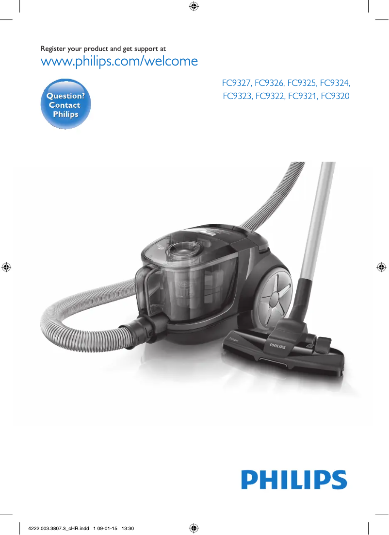 Page 1 de la notice Manuel utilisateur Philips PowerPro Compact FC9327