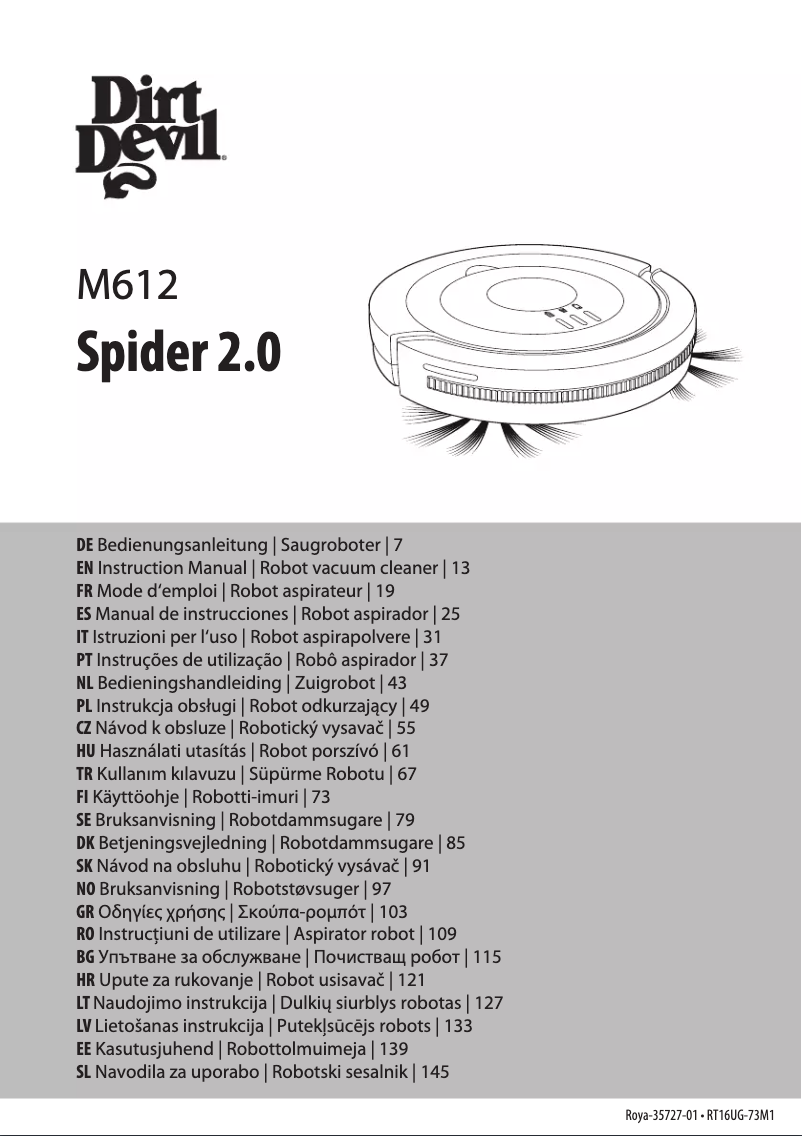 Page 1 de la notice Manuel utilisateur Dirt Devil M612 Spider 2.0