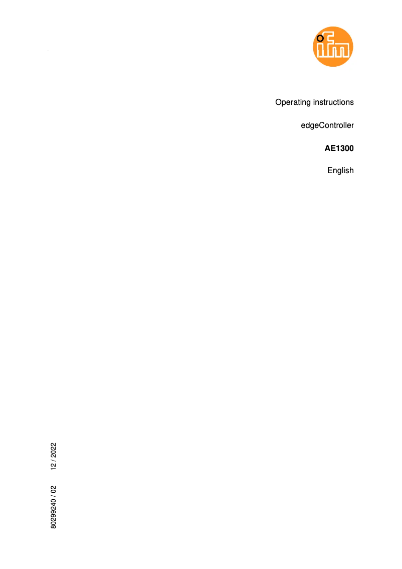 Page 1 de la notice Manuel utilisateur IFM AE1300