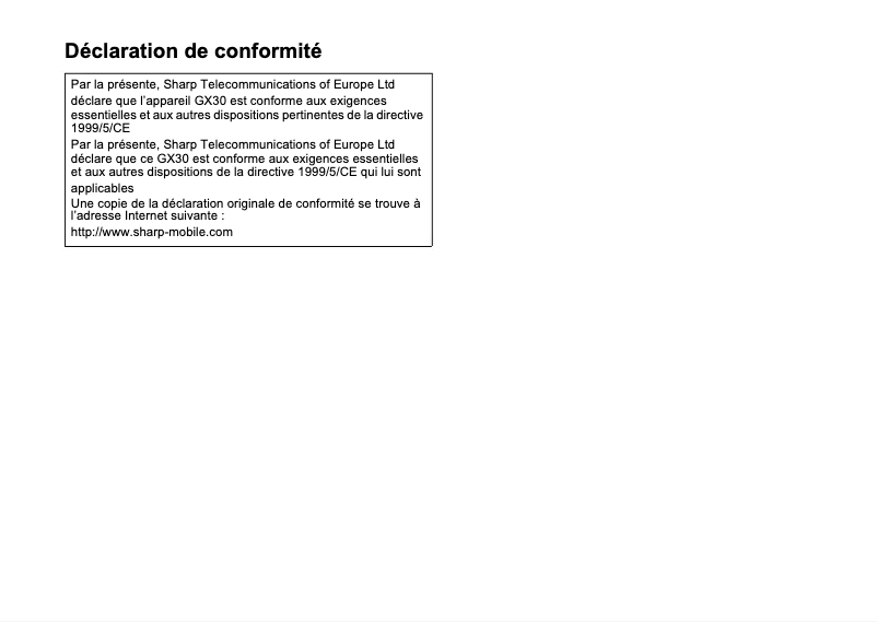 Page 1 de la notice Manuel utilisateur Sharp GX30c