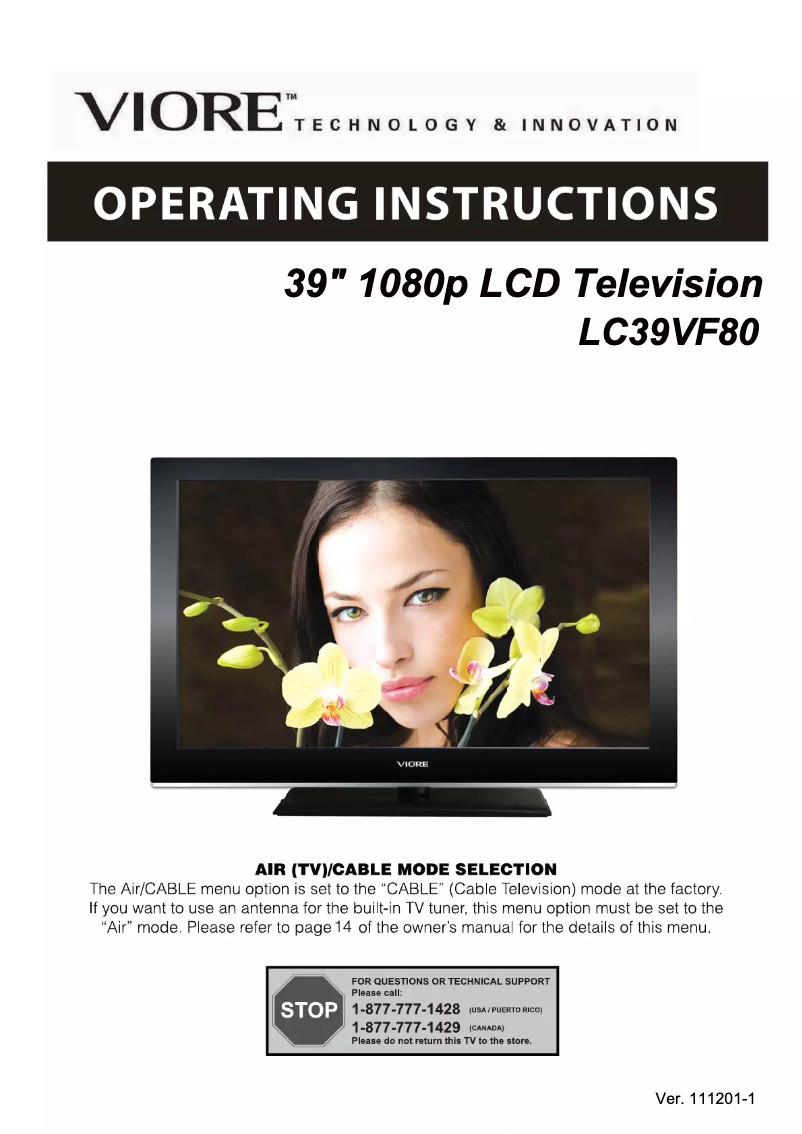 Página 1 del manual Manual de usuario Viore LC39VF80