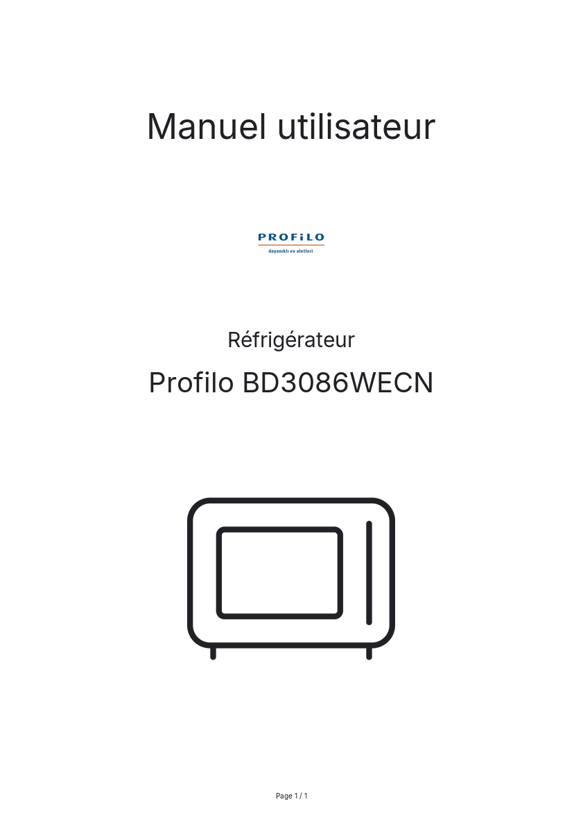 Page n°1 - Manuel utilisateur Profilo BD3086WECN