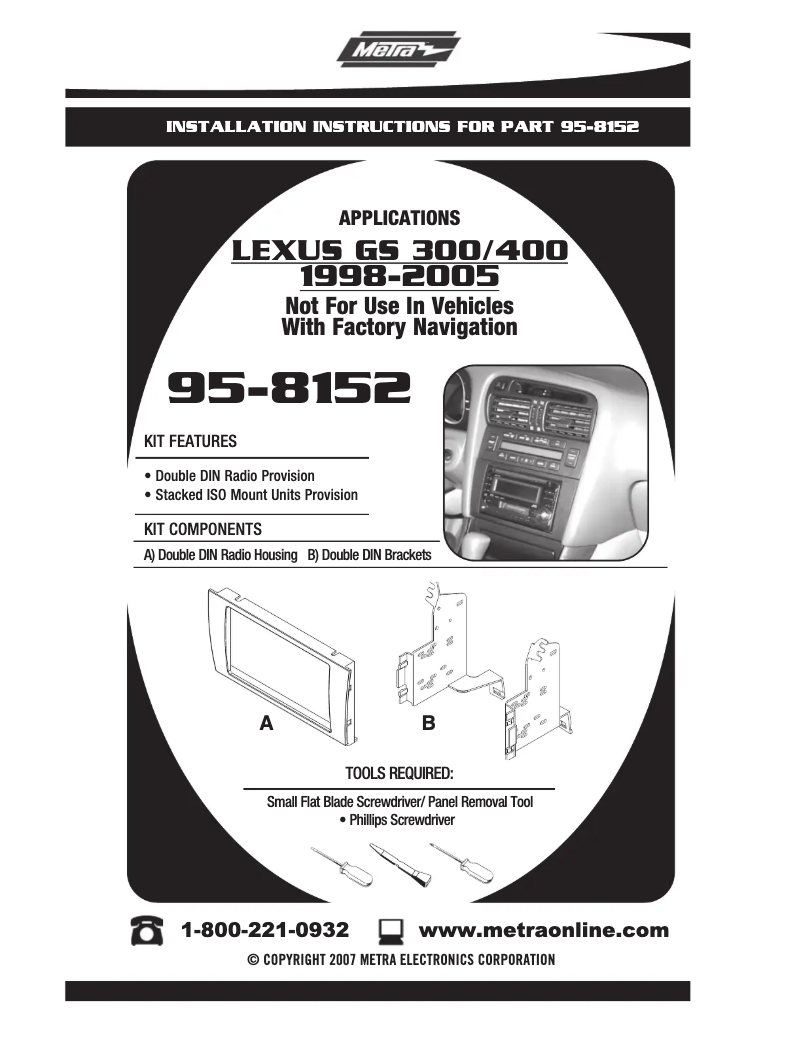Page n°1 - Mode d'emploi Metra 95-8152