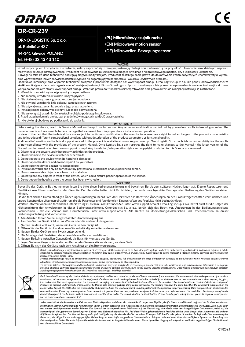 Página 1 del manual Manual de usuario ORNO OR-CR-239