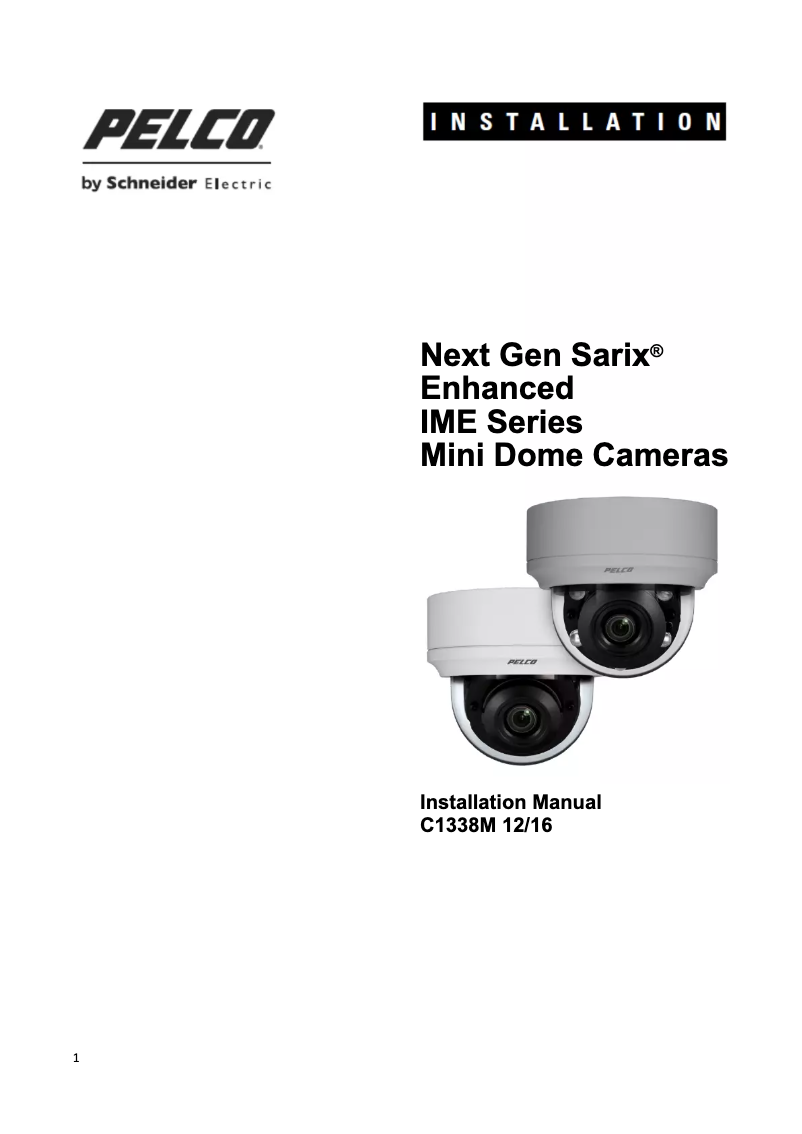 Page n°1 - Manuel utilisateur Pelco Sarix Enhanced IME129-1RS