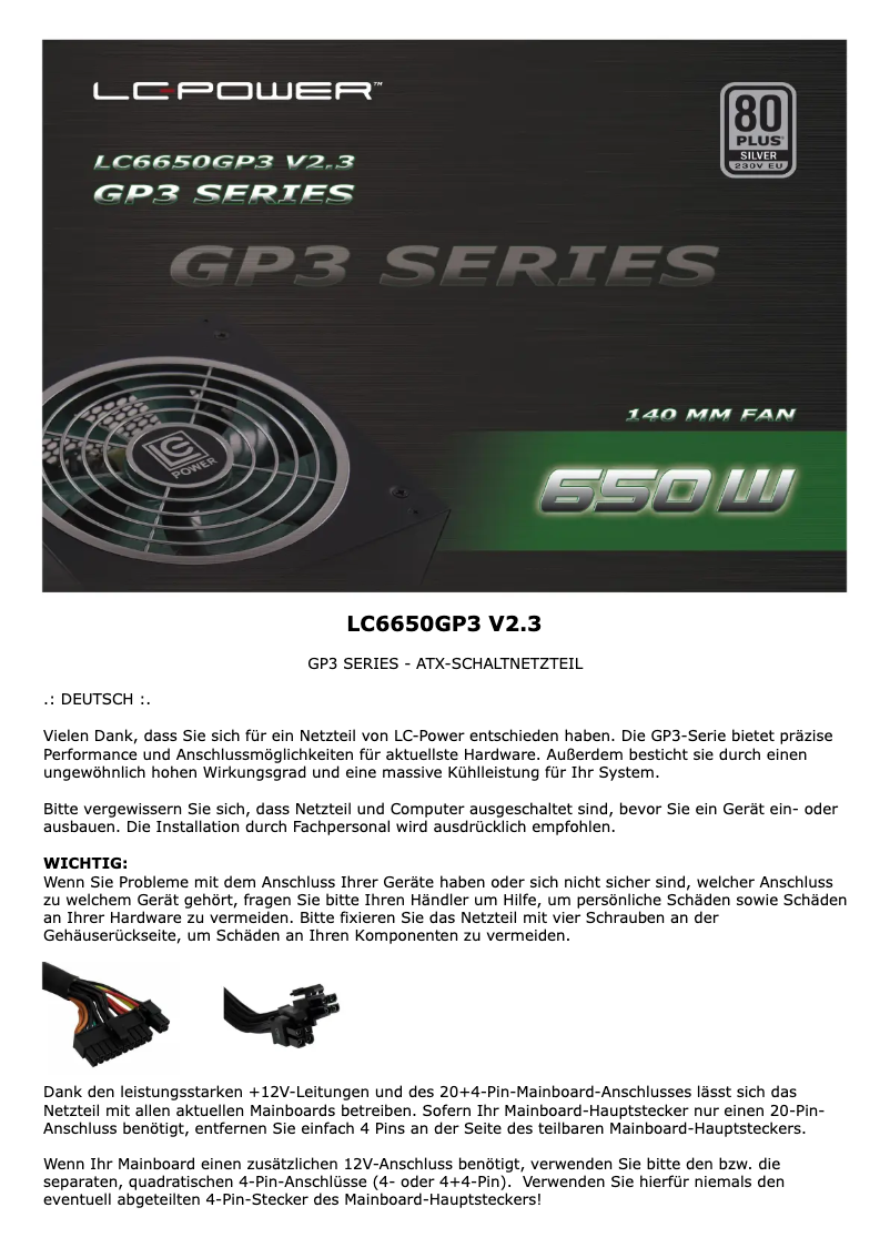 Página 1 del manual Manual de usuario LC-Power LC6650GP3 V2.3