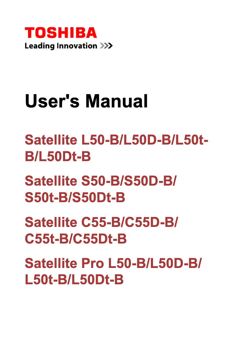 Page 1 de la notice Manuel utilisateur Toshiba Satellite Pro L50D-B