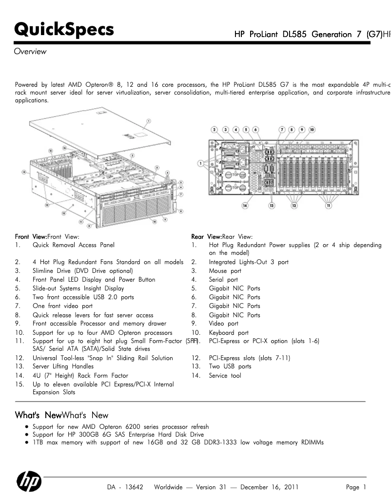 Image de la première page du manuel de l'appareil ProLiant 585 G7