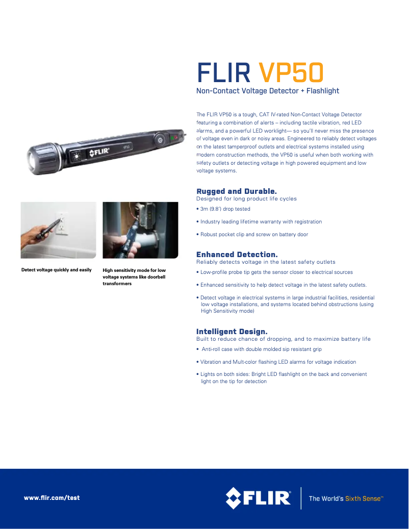 Page 1 de la notice Fiche technique FLIR VP52