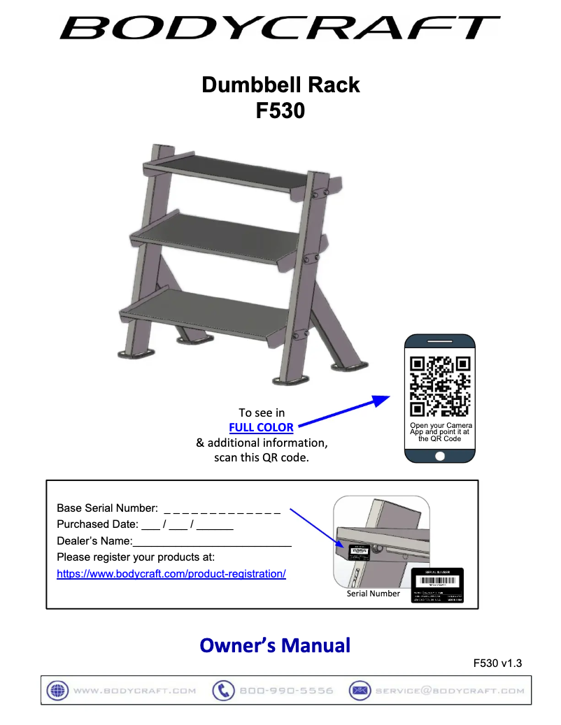 Page 1 of the manual User Manual BodyCraft F530