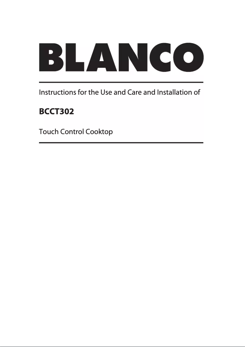 Page n°1 - Manuel utilisateur BLANCO BCCT302