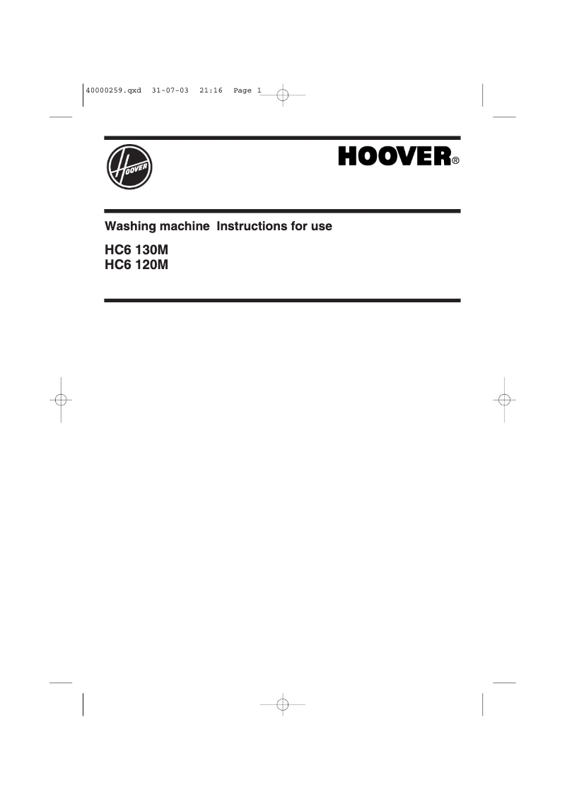 Page n°1 - Manuel utilisateur Hoover HC6 130MUK